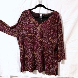 NWOT  Studio 1940 paisley knit top - size 22/24